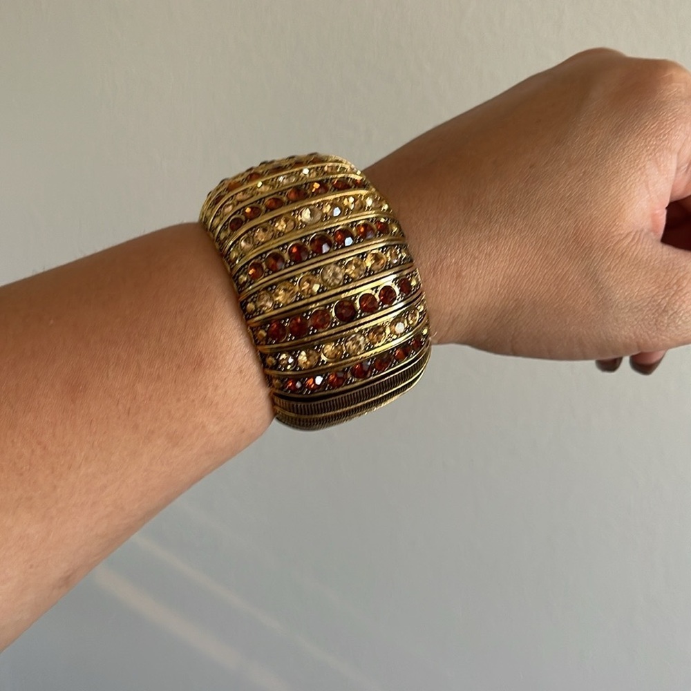 Elegant Gold and Brown Bangle Bracelet